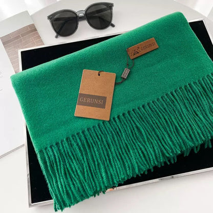 Womens Thickened Fashionable Solid-Color Tassel Scarf