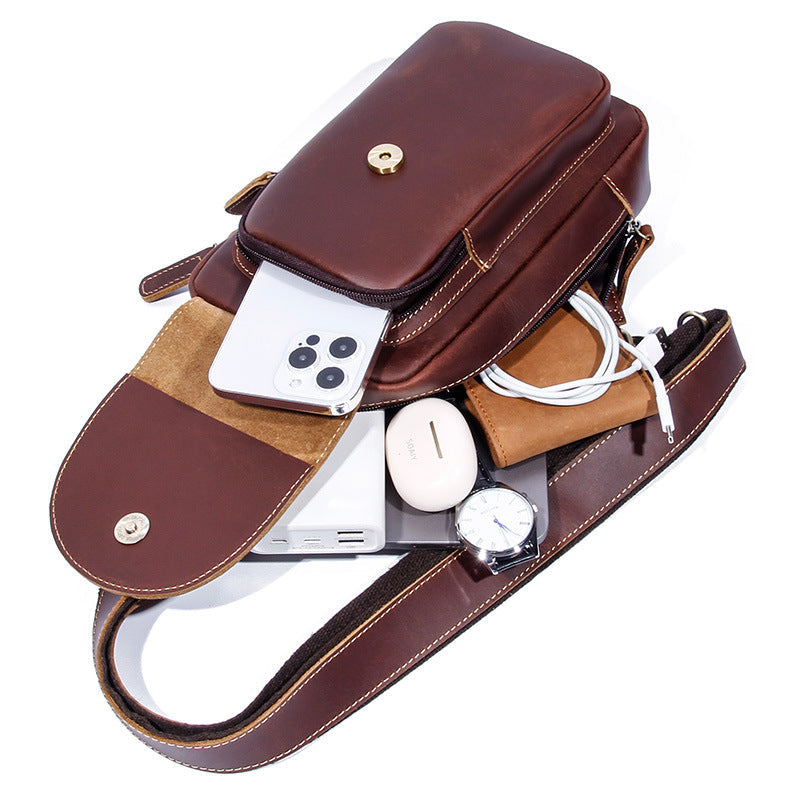 Men's Fashionable And Versatile Leather Crossbody Bag