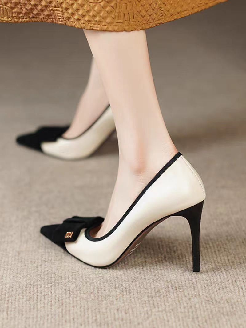 New French Style Bow High Heels, Elegant Women Stiletto Pointed Toe Pumps, Fast Shipping Within Days