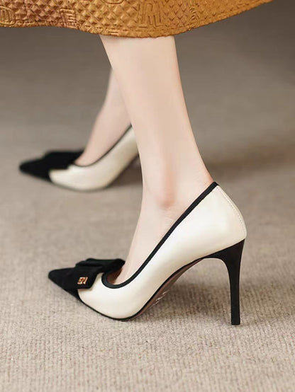 New French Style Bow High Heels, Elegant Women Stiletto Pointed Toe Pumps, Fast Shipping Within Days