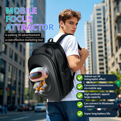 Wiilala Cross-border 3D Holographic Backpack Mobile Outdoor Advertising Display Stereoscopic Projection 3D Holographic Backpack, Supports Content Replacement Via Mobile AppSupports 5V3A Power Bank