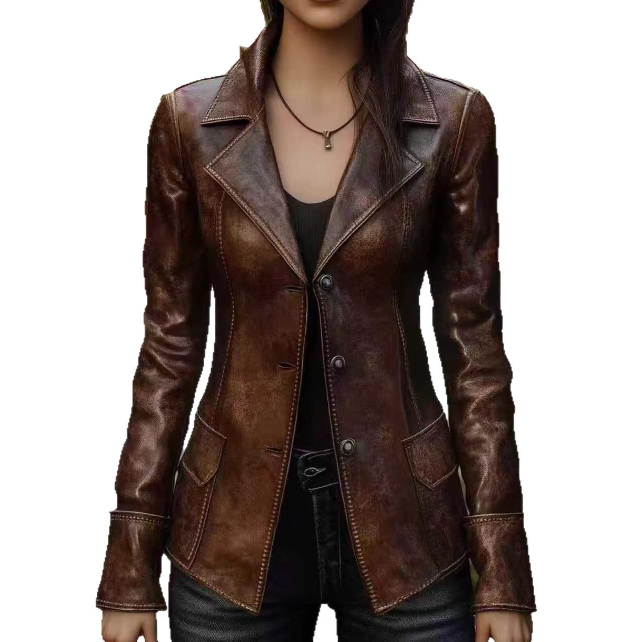 Chic Retro Cool Biker Leather Jacket Top