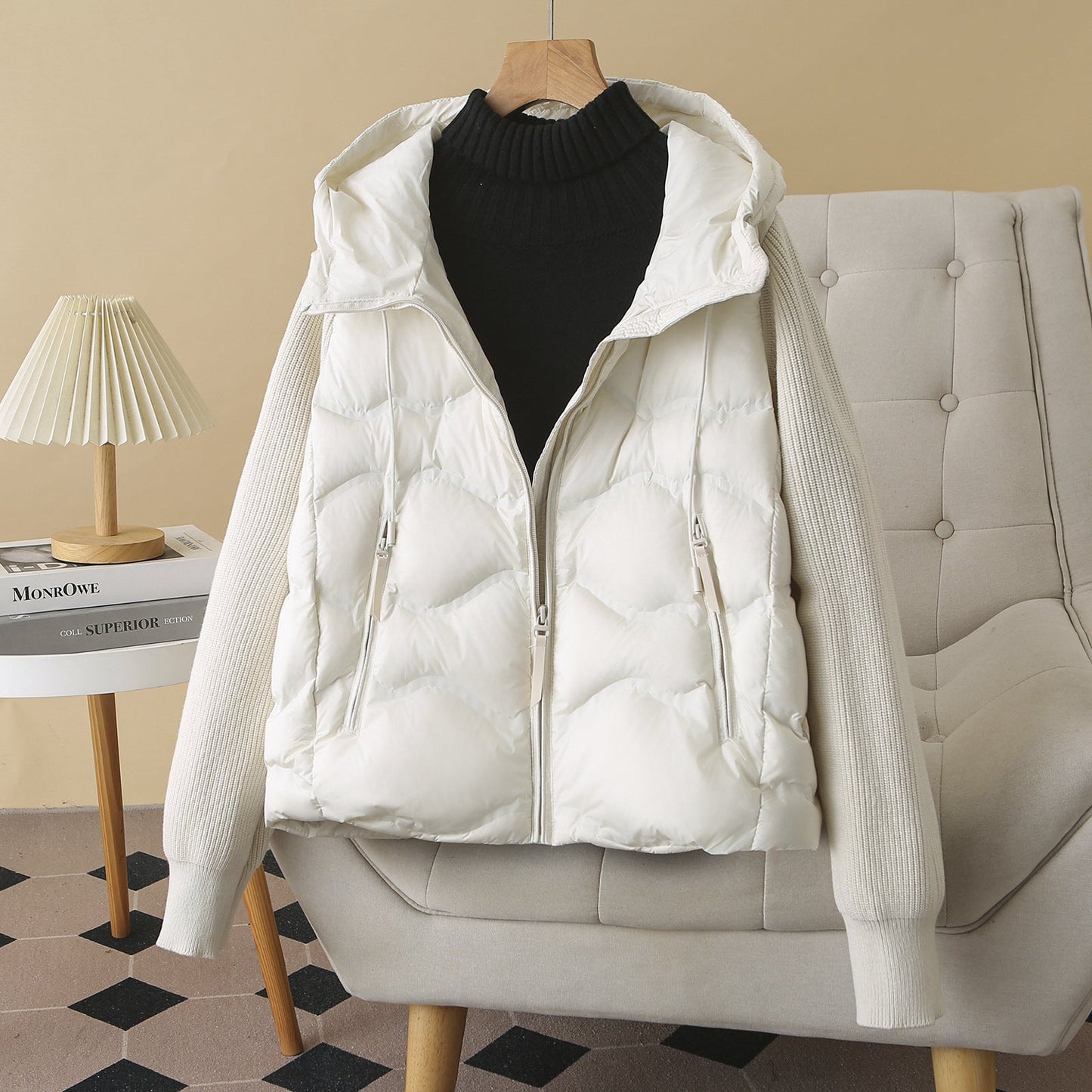 Plus-size Short Down Jacket With Patchwork Sleeves