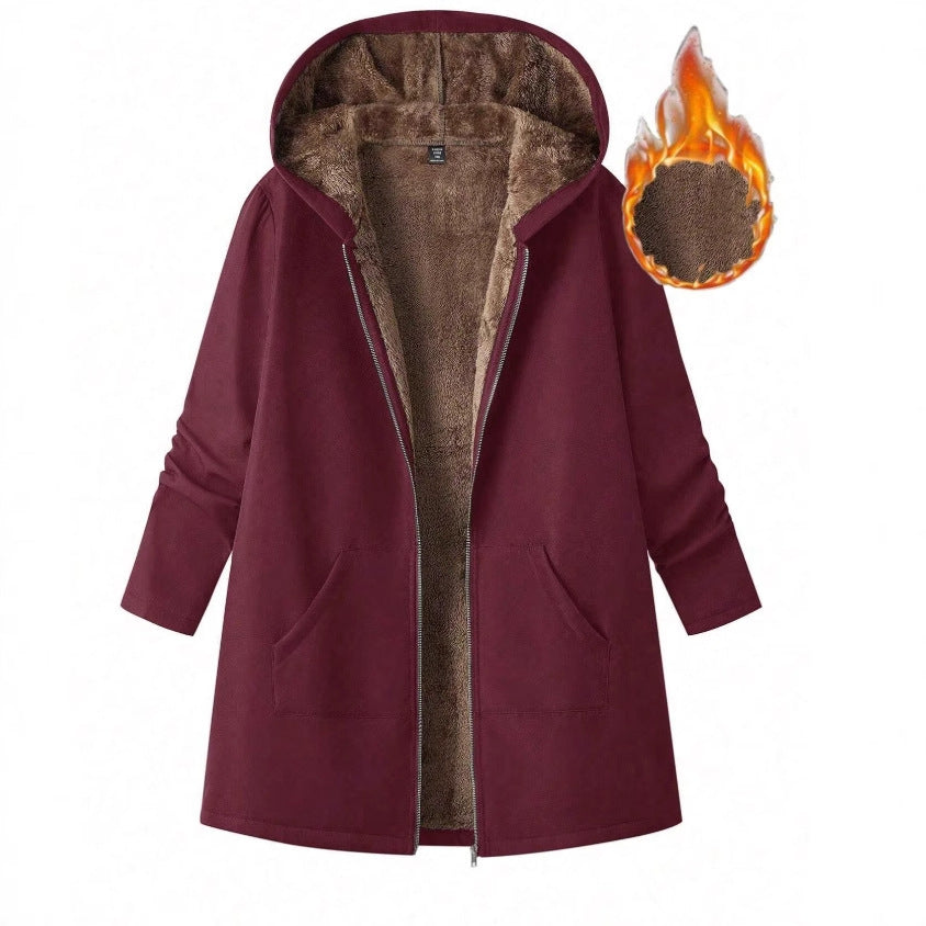 Womens Hooded Fleece-lined Sweatshirt Jacket