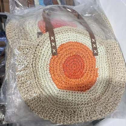 Round Straw Bag Fashionable Womens Shoulder
