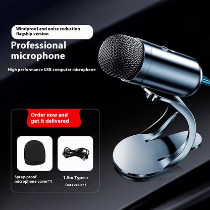 Karaoke Live Microphone Desktop Computer USB Wired Microphone