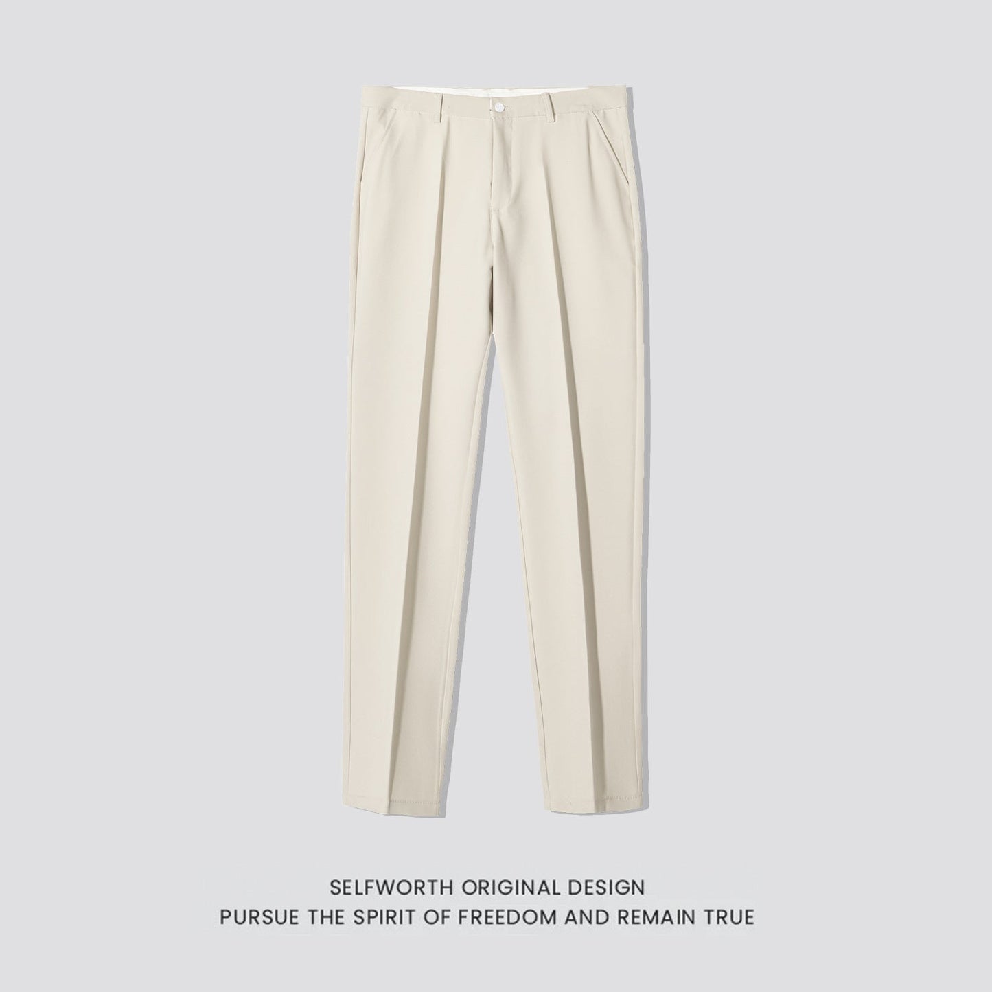 Mens Straight-leg Casual Pants Slim-fit Mature Style