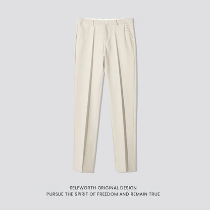 Mens Straight-leg Casual Pants Slim-fit Mature Style