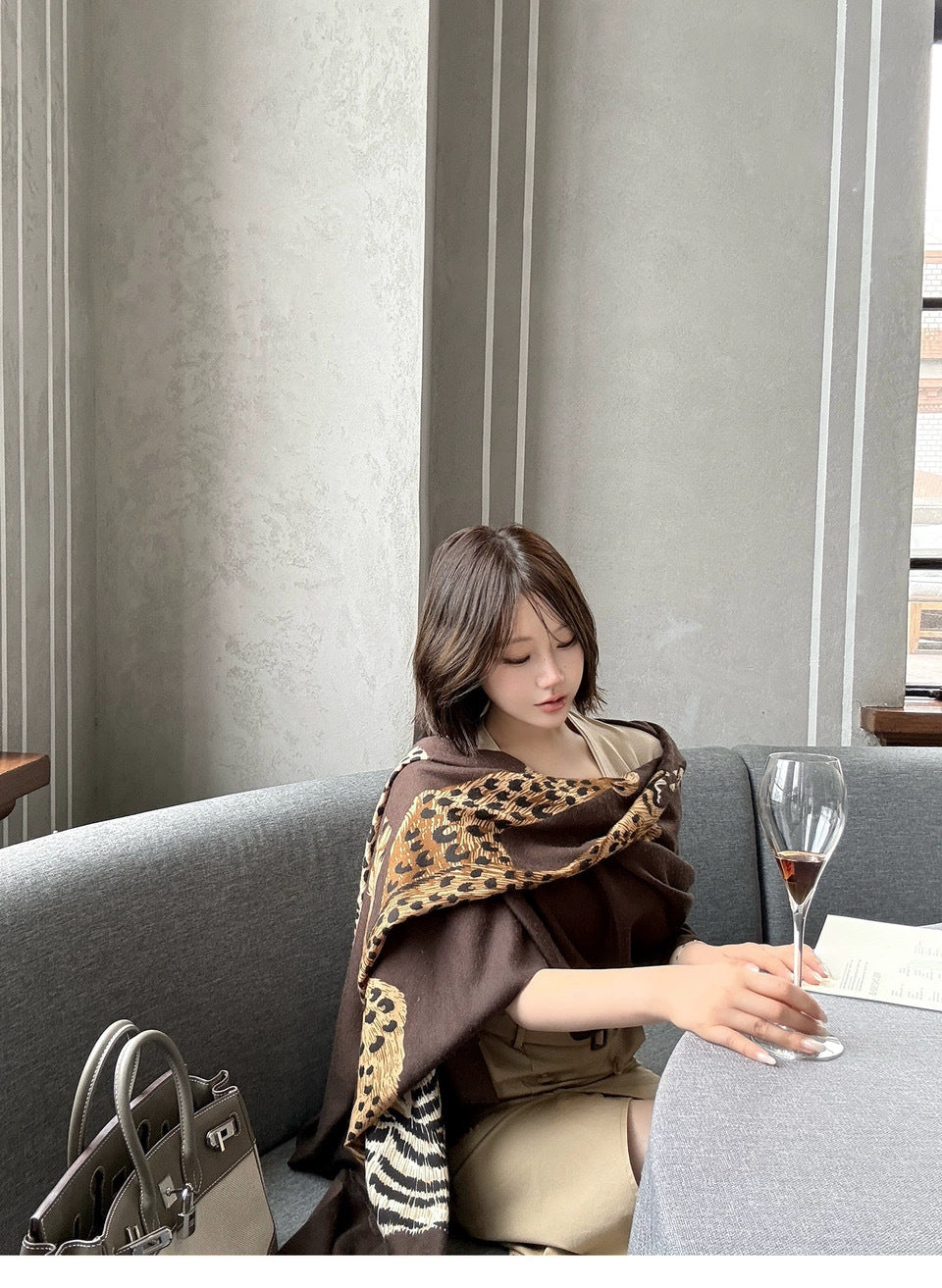 AutumnWinter Cotton-Linen Warm-Keeping Printed Large Shawl