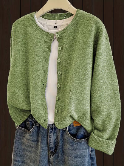 New Autumnwinter Womens Short Loose-fit Round-neck Knit Cardigan Sweater Jacket