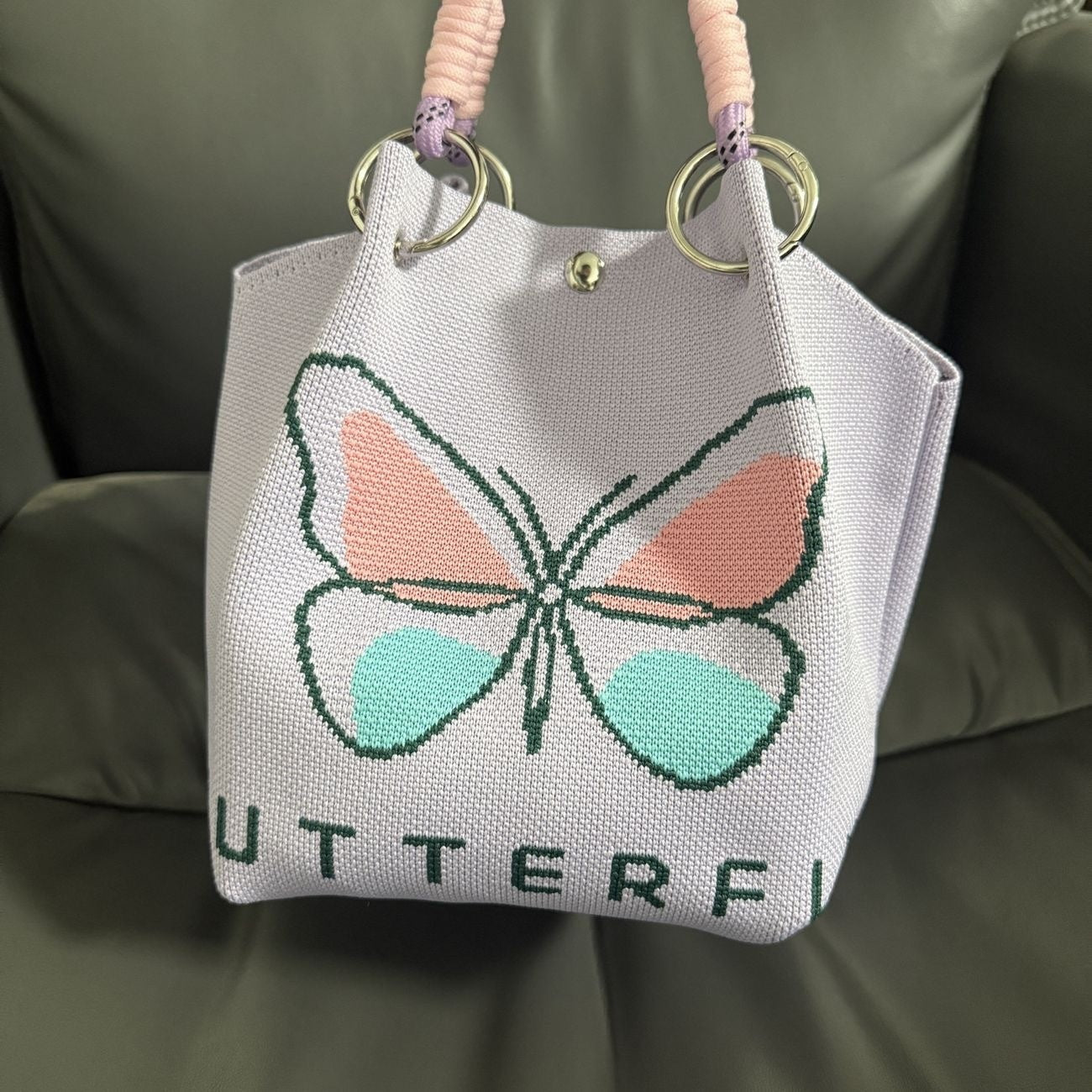 Knitted Tote Bag Commuter-friendly Handbag Simple Style
