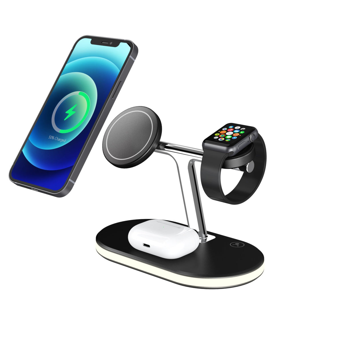 Three-in-one Magnetic Wireless Fast Charging Night Light Bracket
