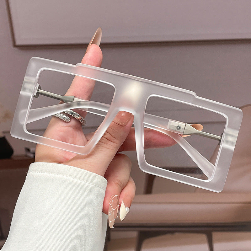 Wide-frame Square Blue-light-blocking Eyeglass Frames For Women