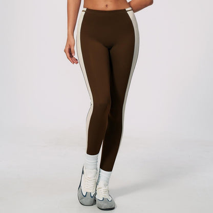 Contrast-color Yoga Pants With A Butt-lifting, High-elasticity Design