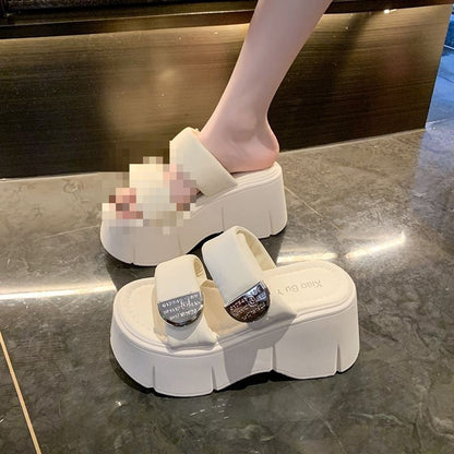 9cm-height-increasing Thick-soled Slippers For Women