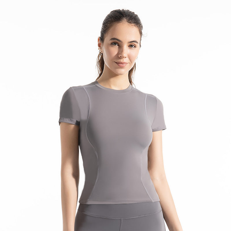 Thin Sports Tight Breathable Yoga Clothes Short-sleeved T-shirt Women's Slim-fit Sweat-absorbent Quick-drying Slimming Running Fitness Top