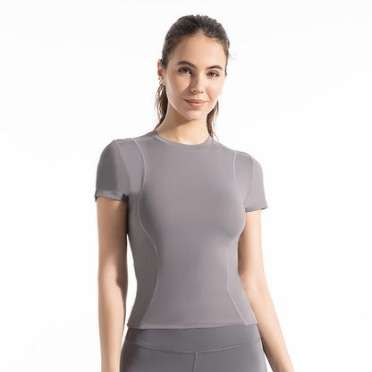 Thin Sports Tight Breathable Yoga Clothes Short-sleeved T-shirt Women's Slim-fit Sweat-absorbent Quick-drying Slimming Running Fitness Top