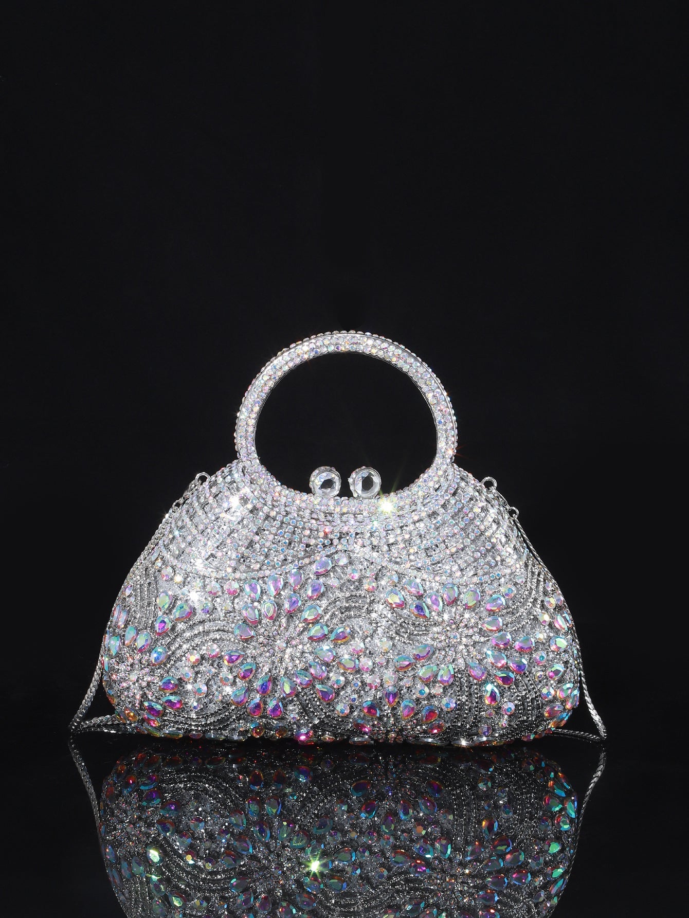 High-end Luxurious Heavy-Embroidered Shiny Champagne Bottle Rhinestone Evening Bag