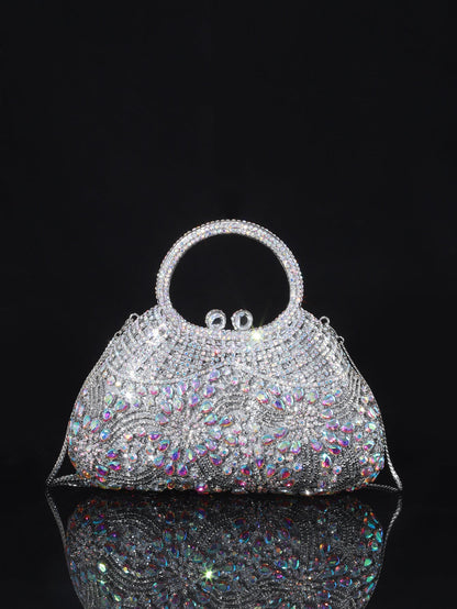 High-end Luxurious Heavy-Embroidered Shiny Champagne Bottle Rhinestone Evening Bag