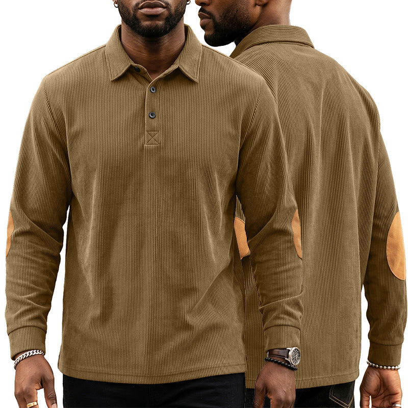 Mens Corduroy Sweatshirt With A Button-front Closure And Lapel