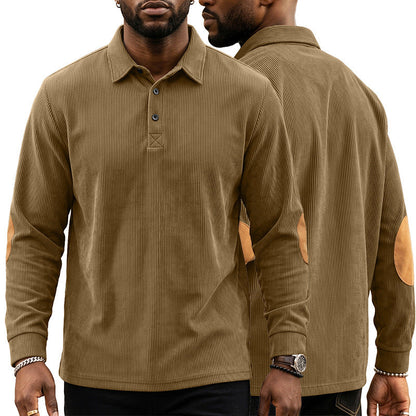Mens Corduroy Sweatshirt With A Button-front Closure And Lapel