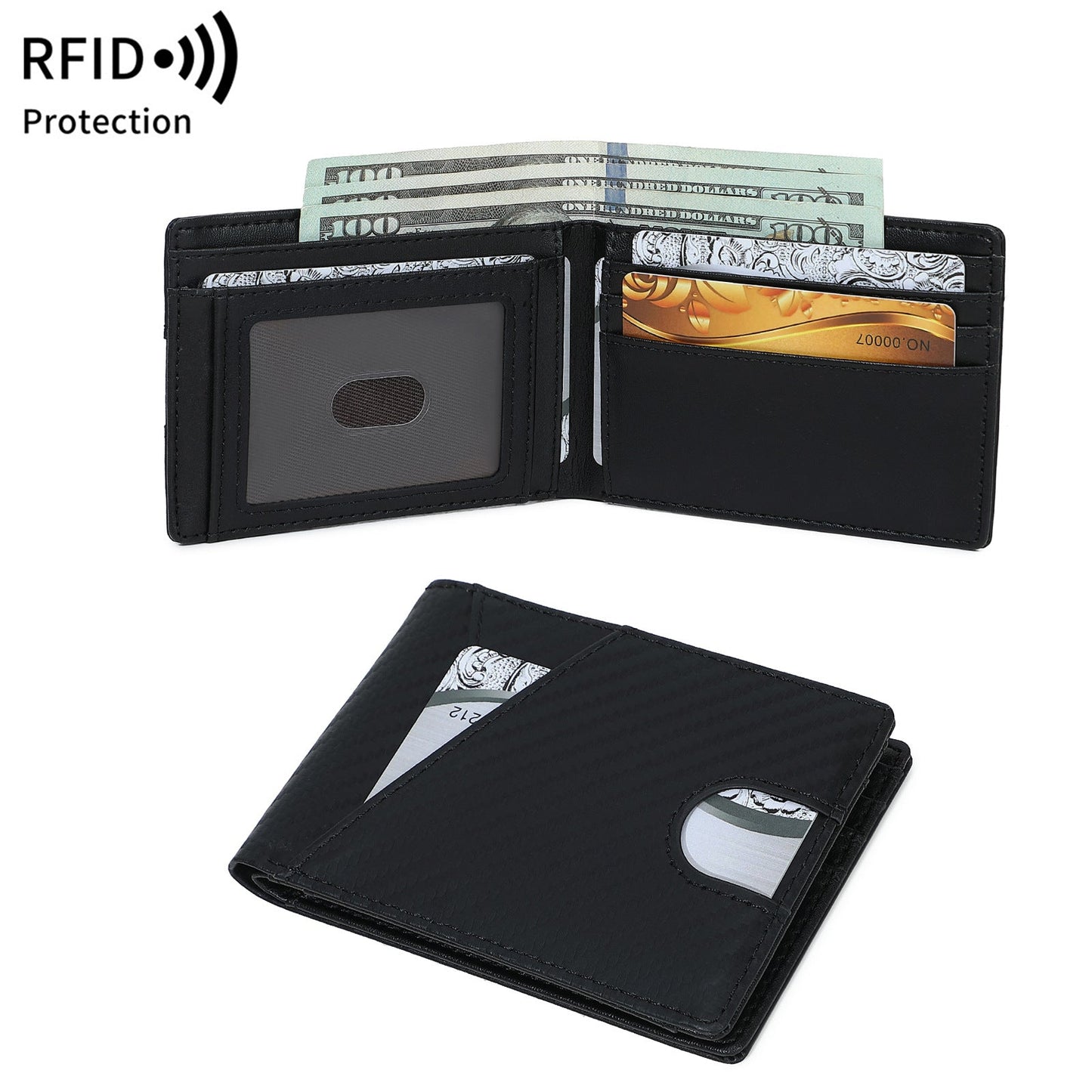 Ultra-thin Carbon-Fiber-Textured Mens Wallet