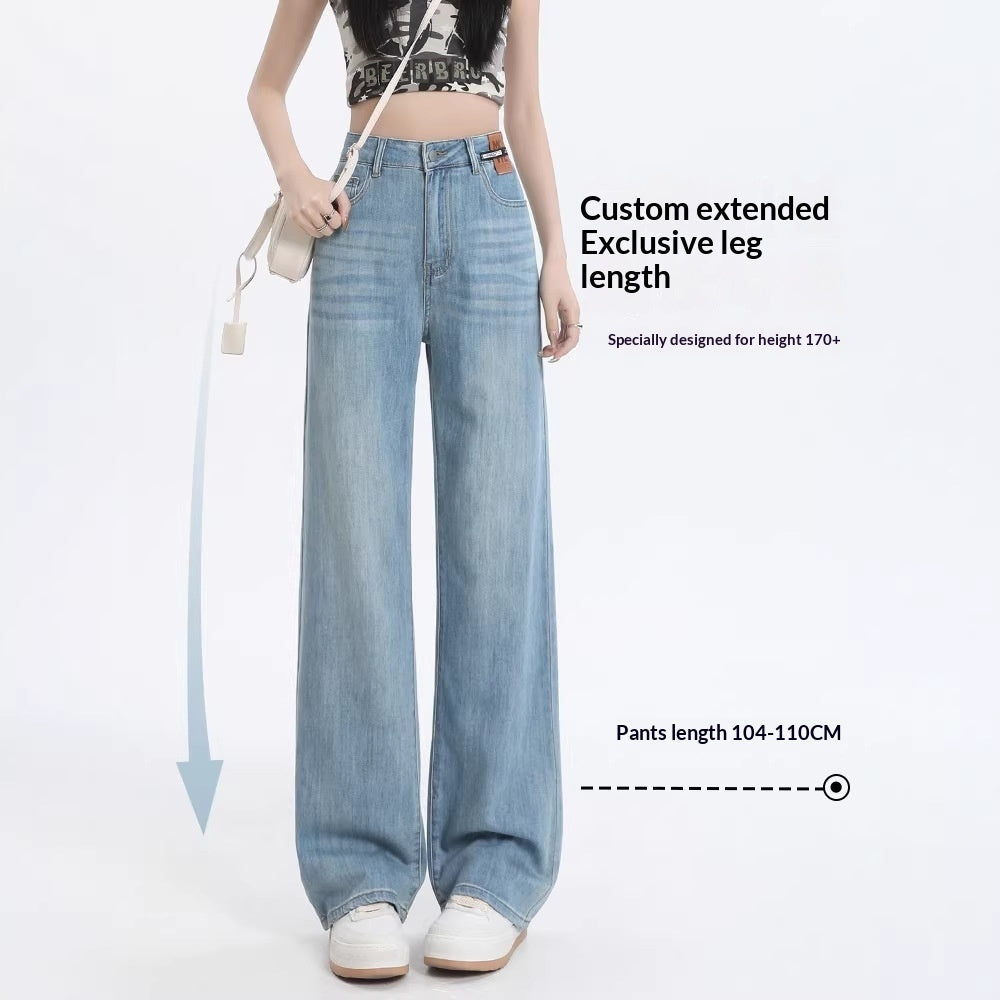 Summer Thin New High Waist Wide Leg Straight Pants In Light Color Tailored Fit For Taller Figures Made From Tencel