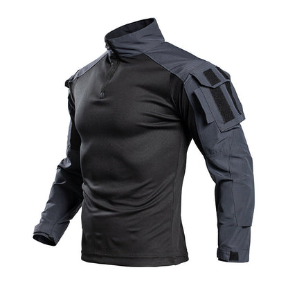 Frog Suit Camouflage Summer Long-Sleeved T-Shirt With Stand-Up Collar Sportswear Outdoor Leisure Sports Tactical Shirt