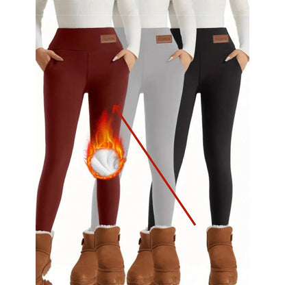 Women's High Waist Warm Fleece Lined Leggings