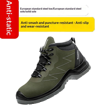 Men's Static Safety Boots - Anti-Puncture And Impact Protection, High-Top Leather