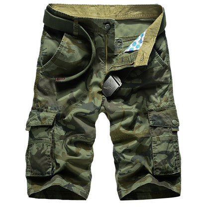 Men Summer Loose Fit Cotton Cargo Shorts Thin Fabric Multi Pocket Camo Bermuda & Capri Casual Pants