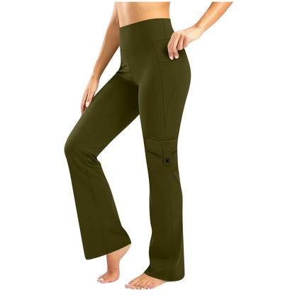 Womens Solid-Colored Breathable Sports Leggings With Button Pockets