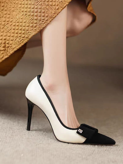 New French Style Bow High Heels, Elegant Women Stiletto Pointed Toe Pumps, Fast Shipping Within Days