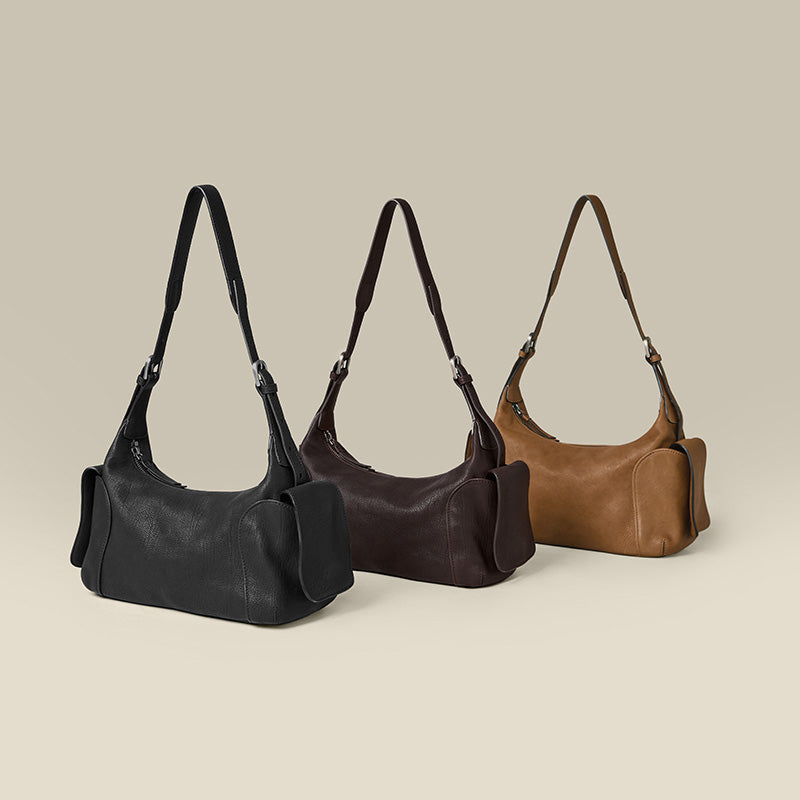 Vegetable-Tanned Full-Grain Leather Crossbody Shoulder Bag