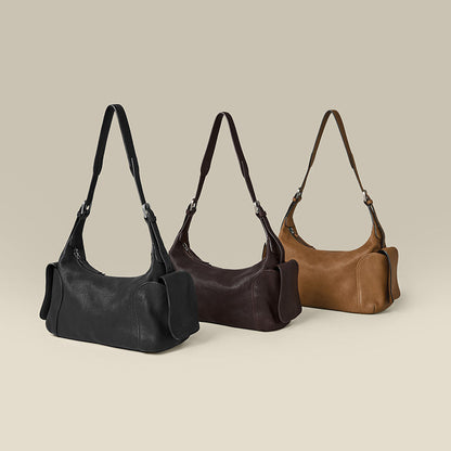 Vegetable-Tanned Full-Grain Leather Crossbody Shoulder Bag