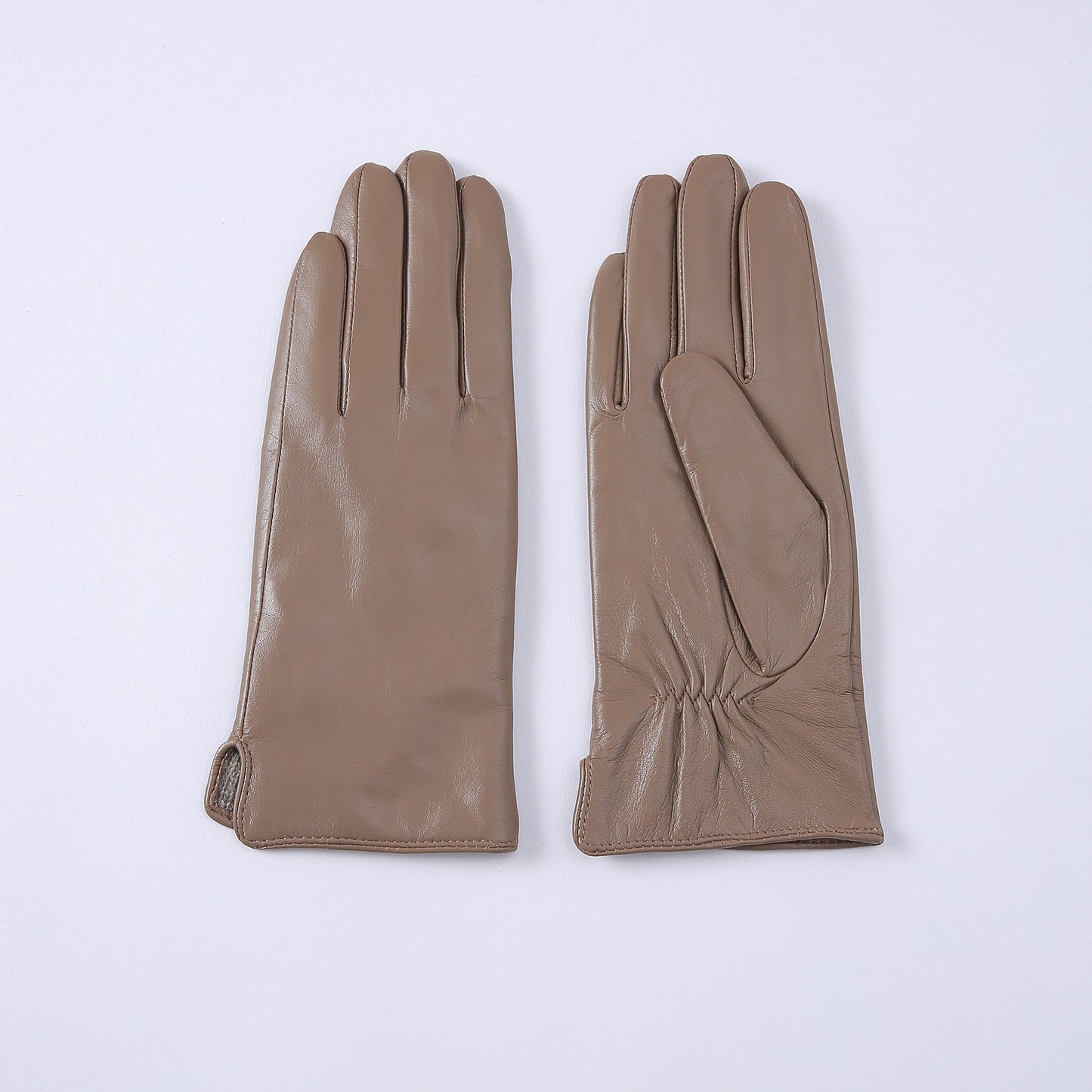 Womens Solid-Color Fleece-Lined Thermal Leather Gloves