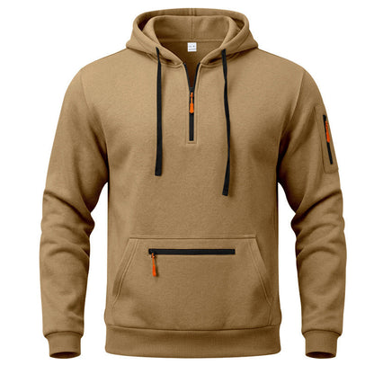 New Arrival European Size Half-Zip Multi-Pocket Casual Loose Sports Pullover Hoodie For Cross-Border Foreign Trade, Amazon Listing