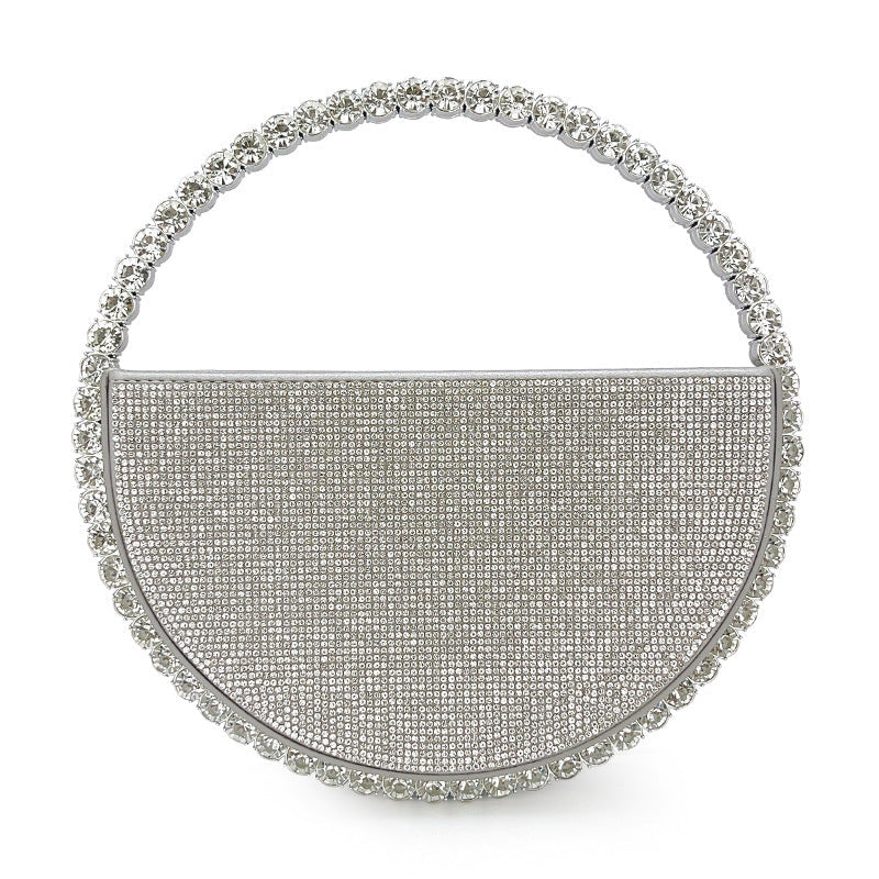 Round Handbag Socialite Rhinestone Evening Bag French Style Formal Gown Evening Bag