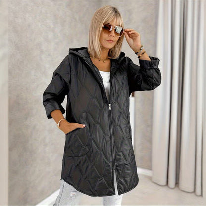 Plus-size Womens Mid-length Hooded Warm And Relaxed-fit Coat