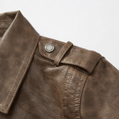 Lapel Fashion Casual Men's Clothing Leather Coat Motorcycle Jacket