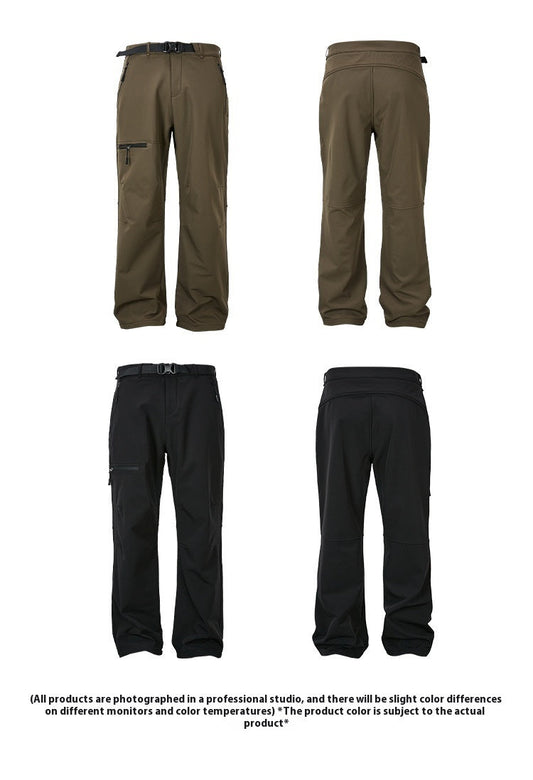 Autumn Winter Outdoor Fleece-lined Casual Trousers