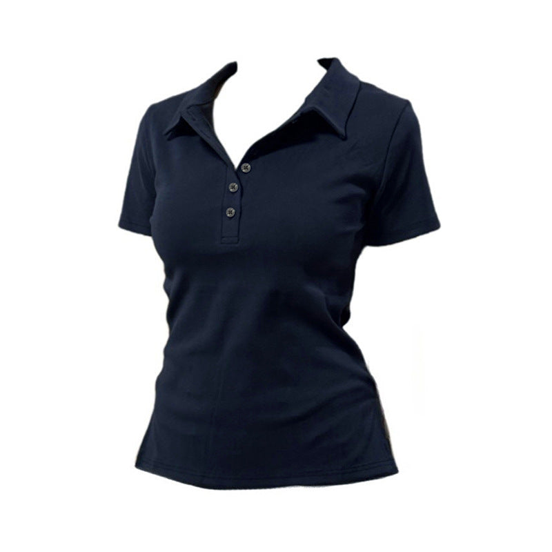 Womens Slim-fit Figure-flattering Versatile Short-sleeve Top