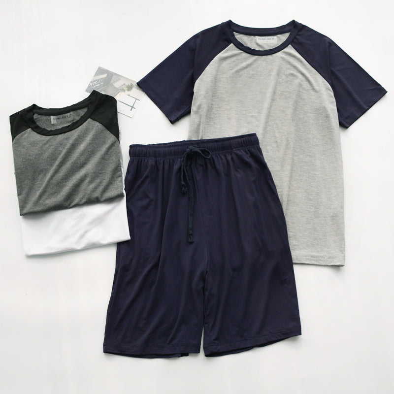 Modal Summer Pajamas Mens Thin Loose-fitting Set