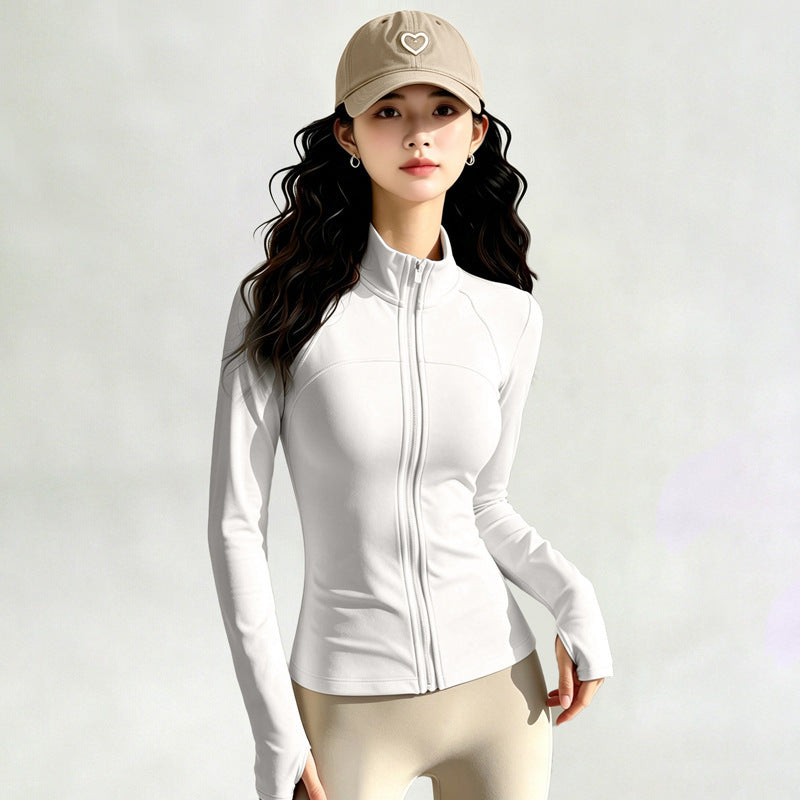 Sports Long-sleeve Cardigan With A Stand-up Collar And Zipper Top