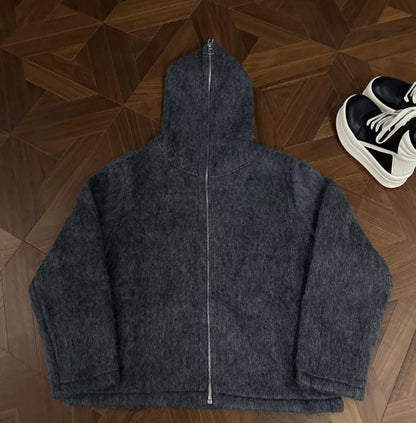 Wool And Mohair Full Zip Cardigan Coat