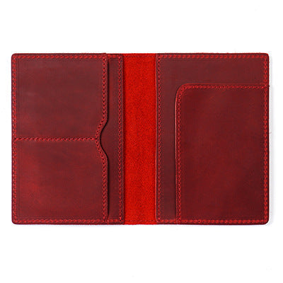 First-layer Cowhide Vintage Handmade Passport Holder Document Organizer Protective Case