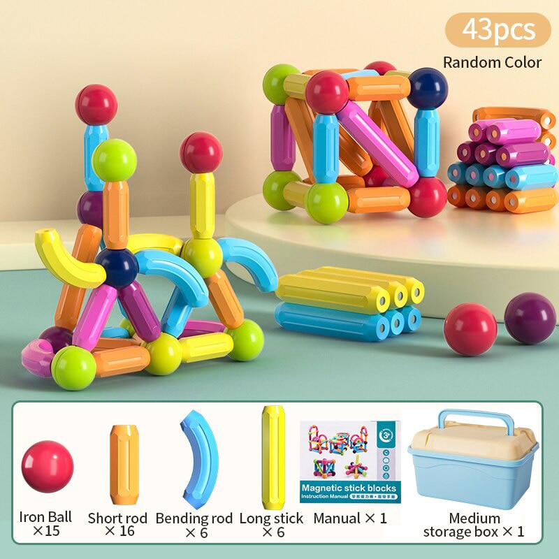Montessori Educational Toys for Kids: Magnetic Construction Set with Magnetic Balls and Stick Building Blocks - Perfect Gift for Children