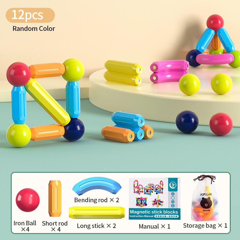 Kids' Magnetic Construction Set - Creative Magnetic Balls and Stick Blocks for Montessori Education and Children's Gifts