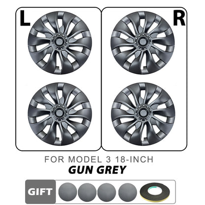 Set of 4 Car Wheel Hub Caps - Replacement Full Rim Cover Accessories for Tesla Model 3 18 Inch 2018-2023