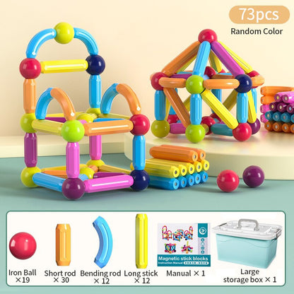 Montessori Educational Toys for Kids: Magnetic Construction Set with Magnetic Balls and Stick Building Blocks - Perfect Gift for Children